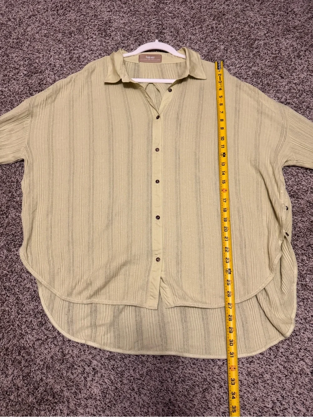 Free People Free-est Light Green Button-Front Oversized Shirt 100% Cotton
